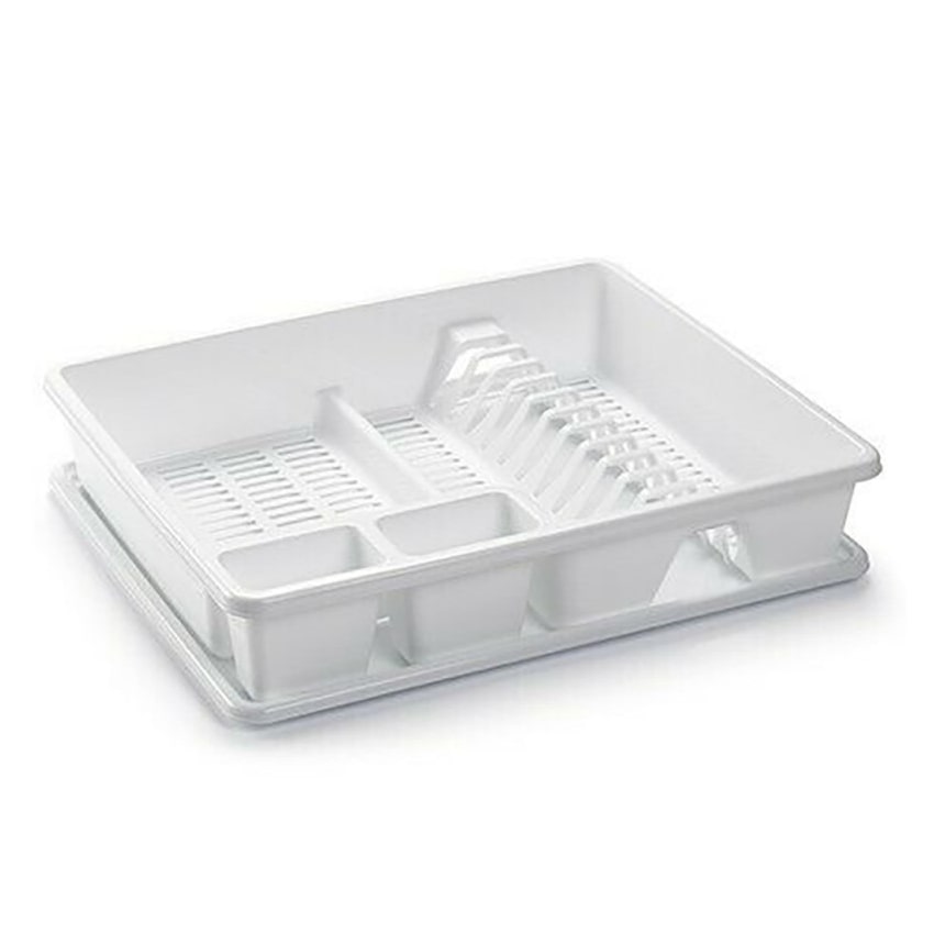 Escurreplatos escurridor de platos con bandeja de plástico blanco 48X38X9Cm