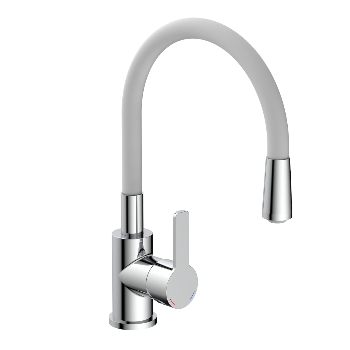 Küchenarmatur FLEXO, biegsamer Wasserhahn Küche, wassersparende Mischbatterie Küche, Spültischarmatur in Chrom/Grau
