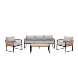 thumbnail of METRO PROFESSIONAL Outdoor-Lounge Ateo 4-tlg., Alu/Eukalyptusholz, 2 Einzelsesseln, 1 3-Sitzer Sofa, 1 Couchtisch, mehrfarbig