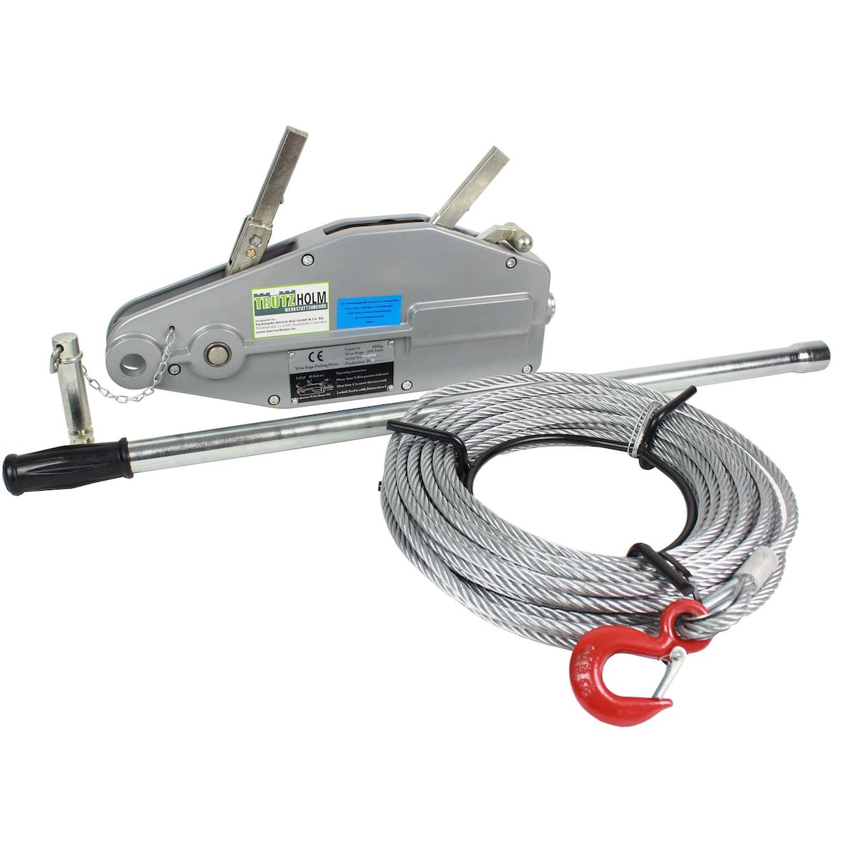 Seilzug 800kg Greifzug Seilwinde Forstseilwinde Offroad Winde 0,8 t to 20m Seil