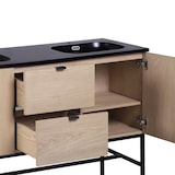 thumbnail of Meuble double vasque 140cm chêne STUDIO sur pieds + miroir carré