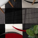 thumbnail of Teppich Kurzflor Karo Wohnzimmer schmutzabweisend Rot Rechteckig 160x230 | 100% Polypropylen, Rücken aus Jute | Florhöhe: 12 mm | nur Handreinigung