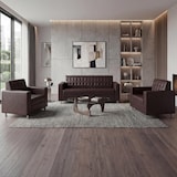 thumbnail of 3-1-1 Sofagarnitur Kunda, Couch Loungesofa Kunstleder, Metall-Füße ~ coffee