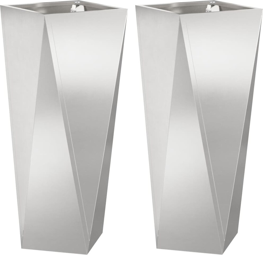 vidaXL Pflanzkübel 2 pcs Silber 30 x 30 x 75 cm Edelstahl