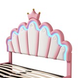 thumbnail of Merax 140*200cm Flachbett, Polsterbett, verstellbare Ambiente-Beleuchtung, Rosa