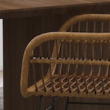 thumbnail of Esszimmerstuhl 2er Set 56x60x79 cm Natur+Schwarz mit Polyrattan Sitzschale Armlehnen Stahlbeinen rutschfesten Fußkappen ergonomisch