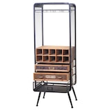 thumbnail of Wijnrek HWC-C91, flessenrek barkast wijnrek voor 10 flessen, dennenhout vintage 157x57x38cm