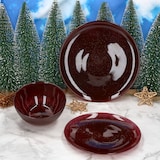 thumbnail of 6x Suez Kuchenteller Ø21,2cm Glas Rot Goldglitzer Dessertteller Weihnachten