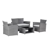 thumbnail of METRO PROFESSIONAL Lounge para exterior Brantford 4 peças, aço/ vime sintético, 2 poltronas, 1 sofá de 2 lugares, 1 mesa de centro, cinzento