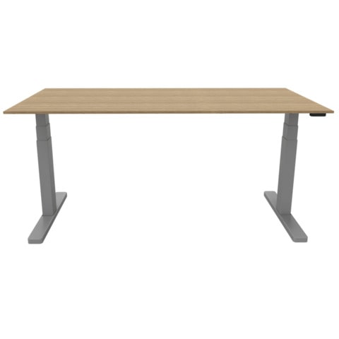 Schreibtisch elektrisch höhenverstellbar, 180x80cm, eiche/silber