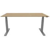 thumbnail of Schreibtisch elektrisch höhenverstellbar, 180x80cm, eiche/silber