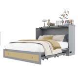 thumbnail of Schrankbett 140x200 mit USB/Steckdose, umbaubar, Schubladen, MDF-Kiefernholz, platzsparend, modern, funktional, grau