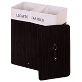 thumbnail of Cesto portabiancheria HWC-C21, Cassetta portabiancheria Cesto portabiancheria, bambù 2 scomparti 63x55x34cm 100l ~ nero