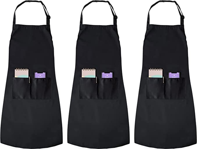 Kochschürze Joejis Schwarze Schürze 3er-Pack Unisex-Kochschürze im Restaurant