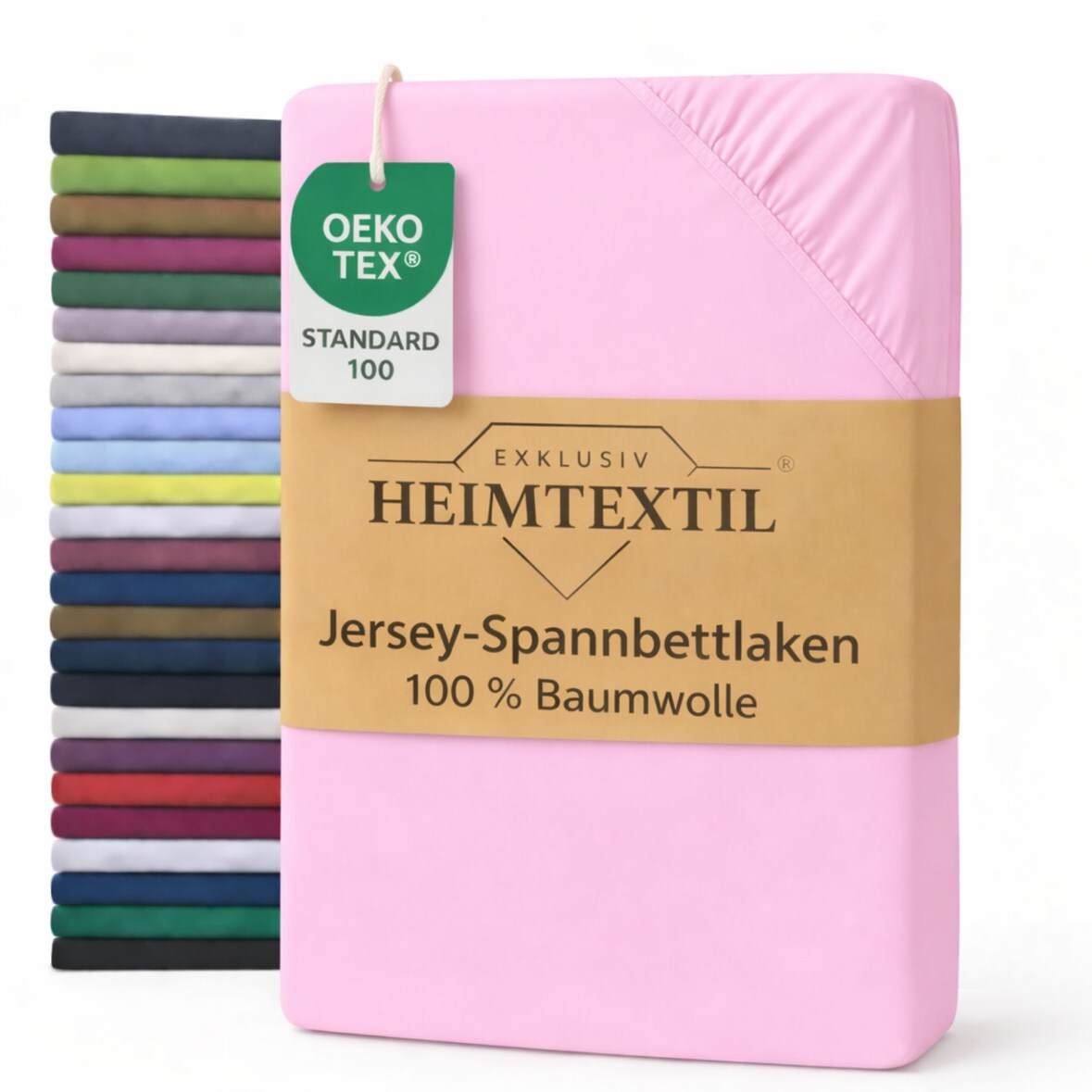 EXKLUSIV HEIMTEXTIL Jersey Spannbettlaken 120 x 200 cm Rosa 100% Baumwolle Öko - Tex Zertifiziert Bed-Sheet Bettlaken Spannbetttuch