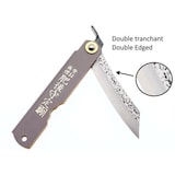 thumbnail of Couteau de Poche Pliant Higonokami Warikomi Manche Cuir Gris Nagao Kanekoma