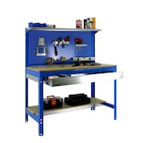 thumbnail of Werkbank Buffalo mit Werkzeugwand, Schubfach und Ablage | HxBxT 84x120x61cm | Traglast 600kg | Blau