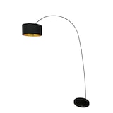 thumbnail of SalesFever Bogenlampe | 1-flammig | Lampenschirm Stoff | Gestell Metall | B 135 x T 38 x H 201 cm | Schwarz-Goldfarben