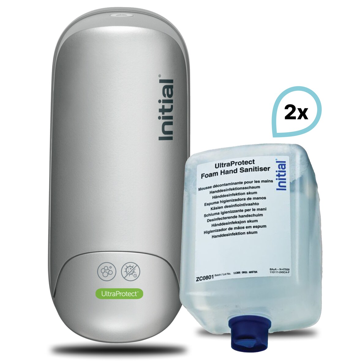 SET: Desinfektionsschaumspender Signature KOMPAKT MANUELL + 2 x Desinfektionsschaum UltraProtect, Rentokil INITIAL