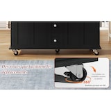 thumbnail of Küchenwagen 140x65x89 cm mit klappbarer Arbeitsplatte, 5 Schubladen, Schränken, Gewürz- und Handtuchhalter, mobil auf Rollen, Black Natural
