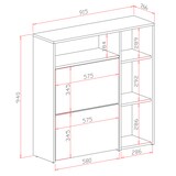 thumbnail of Scarpiera Mobile Portascarpe Salvaspazio Ingresso Con 2 Ribalte Doppia Profondità 4 Vani A Giorno Design Moderno 91.5x94x26.6 Cm Bianco Rovere