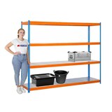 thumbnail of PROREGAL Schwerlastregal METAL BEAST FOUR | HxBxT 200x150x90cm | Fachlast 600kg | Blau-Orange | Standregal Metallregal Lagerregal