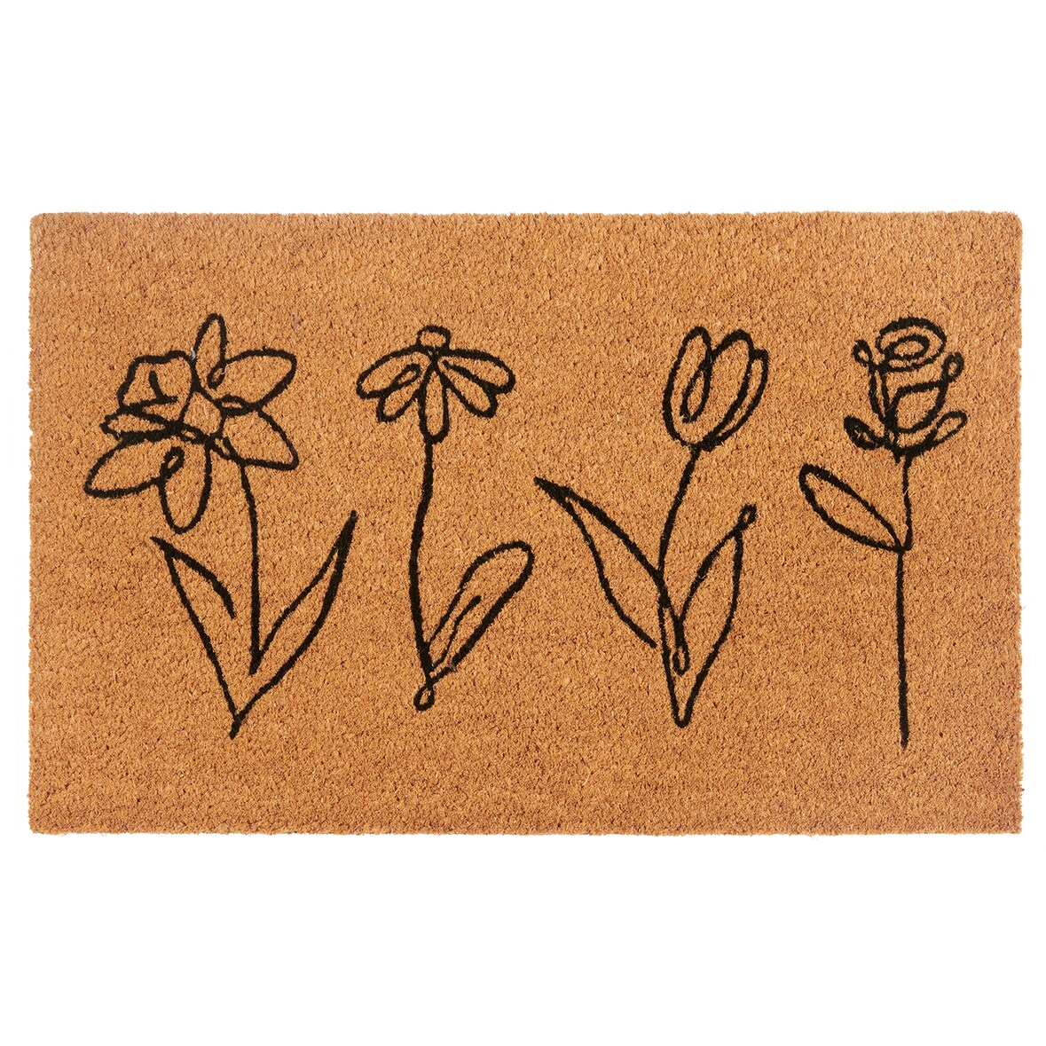 NYVI Fußmatte Kokos - 40x70 cm Rechteckig - Flowers