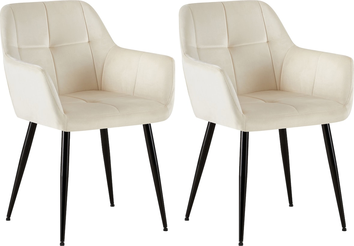 2er Set Esszimmerstuhl Emia Samt creme