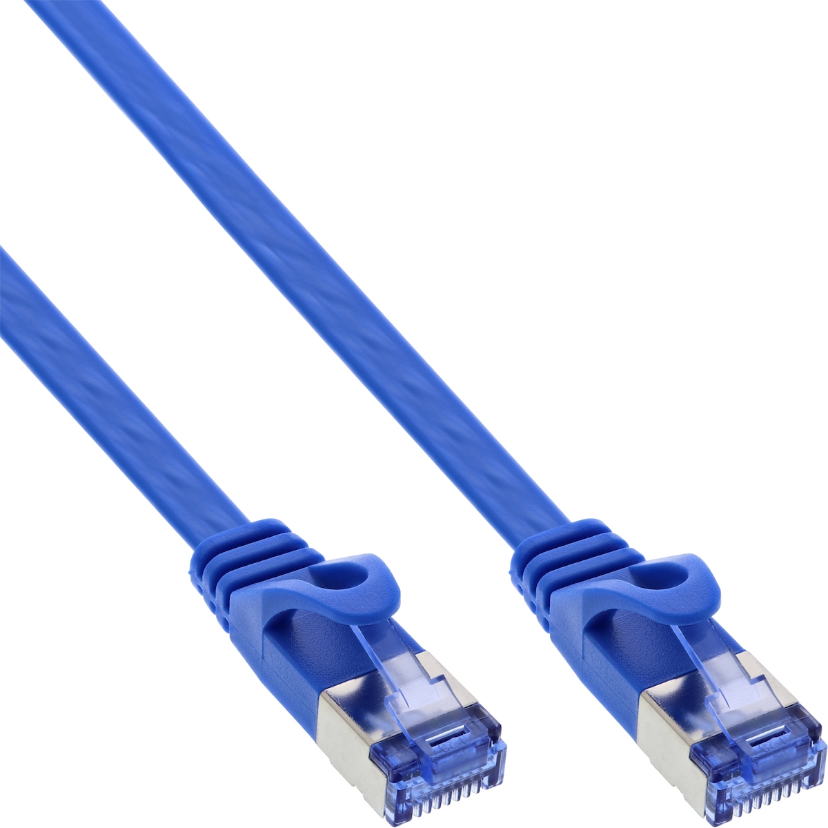 InLine Patchkabel flach, U/FTP, Cat.6A, blau, 10 m