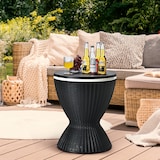 thumbnail of COSTWAY Mesa enfriadora jardín 2en1 30L con mesa elevable, cubeta imitación ratán para cócteles y cerveza, piscina terraza, Ø43×57,5-82cm, negra