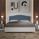 thumbnail of Cama con almacenaje 160x200 estructura fresno blanco cabecero microfibra azul Grace