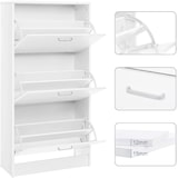 thumbnail of UAC Schuhschrank 120 x 60 x 24 cm, mit 3 Klappen, Schuhkipper, Schuhregal mit 3 Ebenen, Trennwände verstellbar, Schuhkommode, weiß