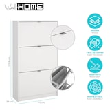 thumbnail of WellHome - Sapateira Abatível de Madeira com 3 Compartimentos em cor Branco 71 x 25 x 124 cm - Adaja