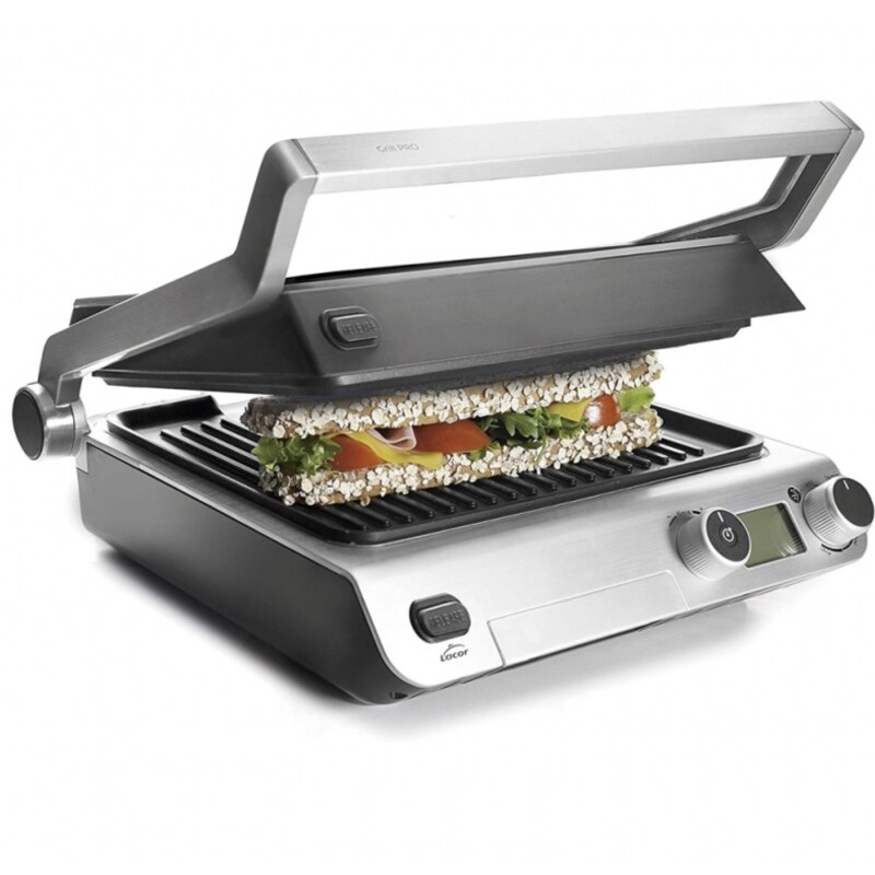 LACOR 69574 - Grill abatible PRO con doble zona de cocción