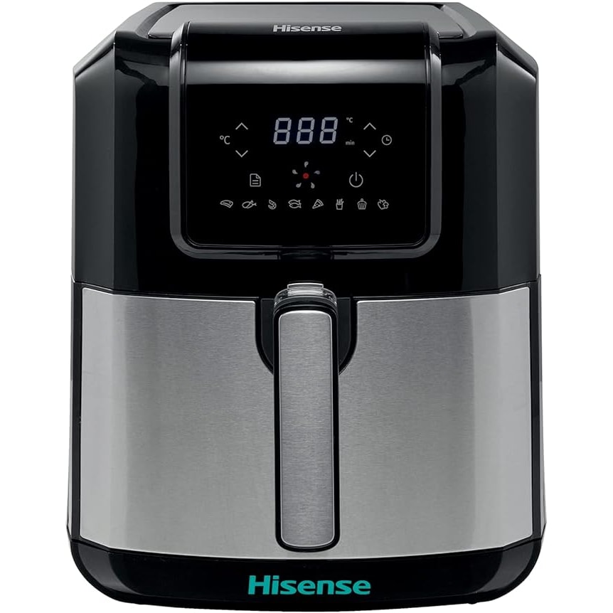 Hisense, H06AFBS1S3 - Friggitrice ad aria, 36,7x32,7x39,7cm, 8 programmi, temperatura 80-200°C, 5L, potenza 1700W, display LED e comandi touch