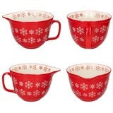 thumbnail of Rührschüssel Schneeflocke rot creme 2,5L Teigschale mit Griff Kekse Weihnachten