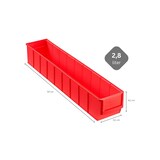 thumbnail of PROREGAL 10x Rote Industriebox 500 S | HxBxT 8,1x9,1x50cm | 2,8 Liter | Sichtlagerkasten, Sortimentskasten, Sortimentsbox, Kleinteilebox