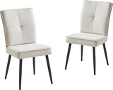 thumbnail of Esszimmerstühle 2er-Set, Chenille in Cremeweiß, mit schwarzen Metallbeinen, gepolstert, vielseitig für Esszimmer und Wohnraum