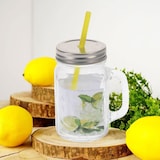 thumbnail of WellHome - 450 ml Glasbecher mit gelbem Strohhalm