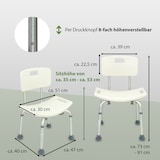 thumbnail of Duschstuhl mit Rückenlehne 8 fach höhenverstellbar 39-53cm Anti Rutsch Sitzfläche