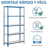 thumbnail of Scaffalatura metallica Simonclick senza viti 5 ripiani. Colore BLU/BIANCO 1800x800x400 mm