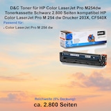 thumbnail of D&C Toner für HP Color LaserJet Pro M254dw Tonerkassette Schwarz 2.800 Seiten kompatibel HP Color LaserJet Pro M 254 dw Drucker 203X, CF540X