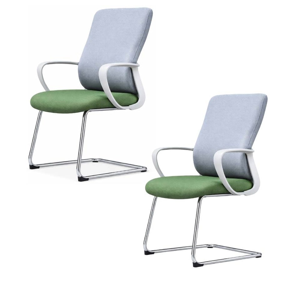Conjunto de 2 sillas para sala de espera oficina reuniones, conferencias y estudio asiento ergonómico acolchado con reposabrazos tejido transpirable
