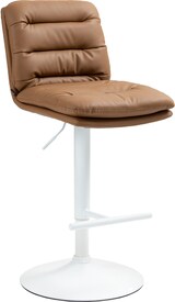 thumbnail of Décoshop26 - Barhocker x1 mit Fußstütze und Rückenlehne gepolsterter Sitz aus hellbraunem PVC und weißem Metall 10_0006883