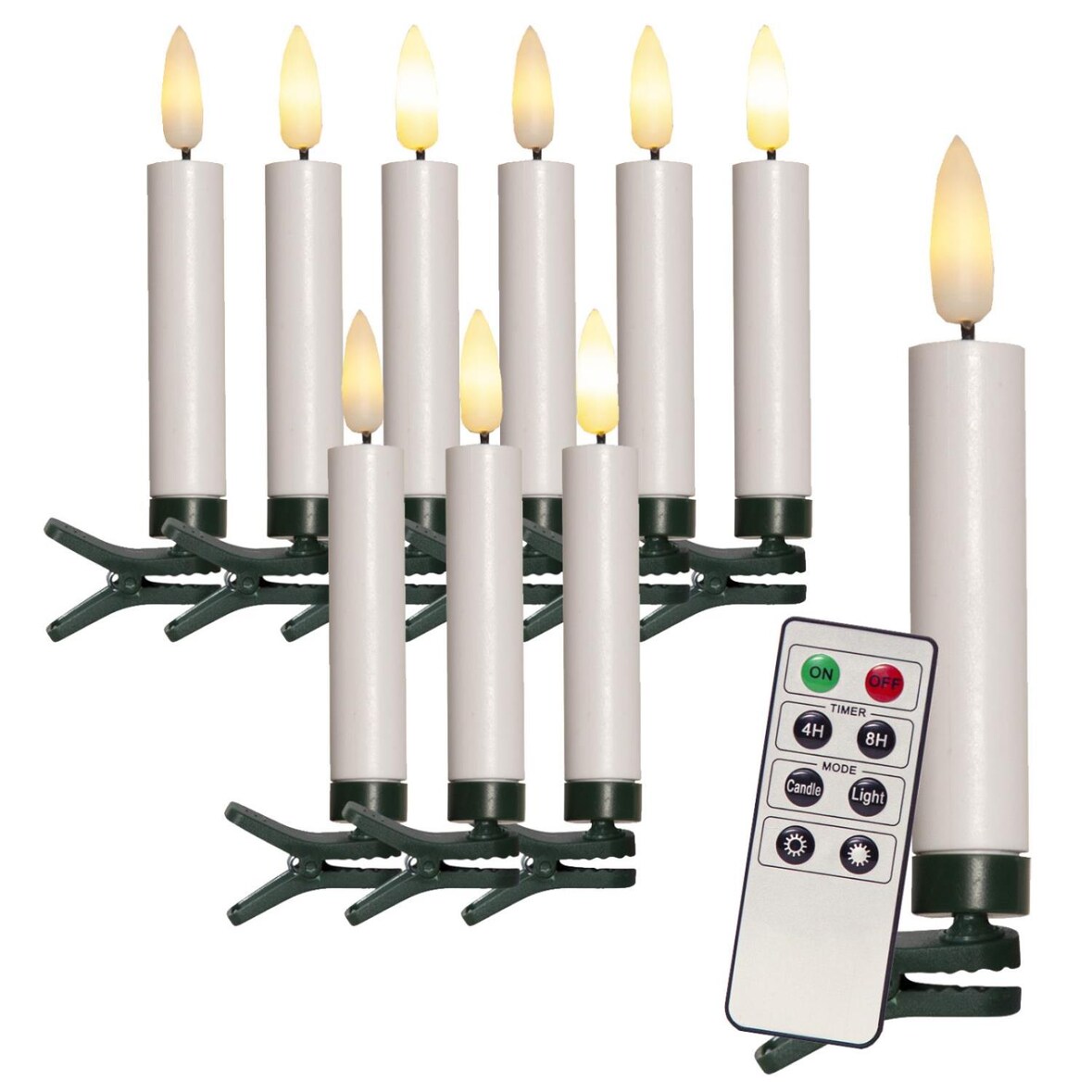 LED Baumkerzen 10 Weihnachtskerzen Clip Baumbeleuchtung kabellos Fernbedienung