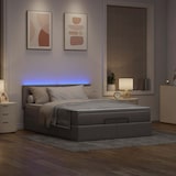 thumbnail of vidaXL Ottomane Bett mit Matratze & LEDs Taupe 140x200 cm Stoff