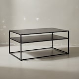 thumbnail of Couchtisch 100x60x45 cm Metall Wohnzimmertisch Industrial Schwarz, Sofatisch Stahl mit Stauraum, Loungetisch mit Ablagefach, Kaffeetisch