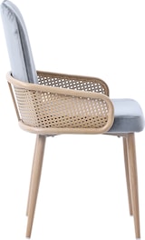thumbnail of Esszimmerstuhl 2er Set 90x43x42 cm in Grau Samt Polsterstuhl im Rattan Design mit Metallbeinen Holzoptik belastbar bis 150 kg