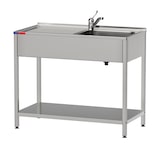 thumbnail of Gasfrit – Onderkastspoelbak met 1 bak en 1 afdruipvlak, inclusief tweekraan, industrieel roestvrij staal, 800 × 500 × 850 mm