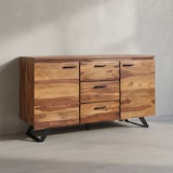 thumbnail of Sideboard 145x82x45 cm Sheesham Massivholz / Metall mit Baumkante, Kommode mit Schubladen, Anrichte Schubladenschrank